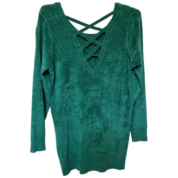 Torrid Women's Green Cage Back Tunic Size 2 Rayon/Nylon Blend - Picture 4 of 14